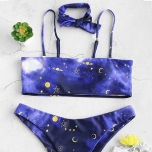 NEW! Celestial Print Bikini Set w Choker - size S